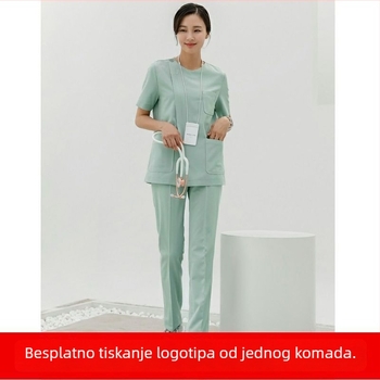 Unisex kirurgijski Scrub top s pet-četvrtinskim i rogastim rukavima, Chenille–Spandex tkanina (70–80%), zaštita od zračenja, duljina 50–65 cm, proljeće 2025