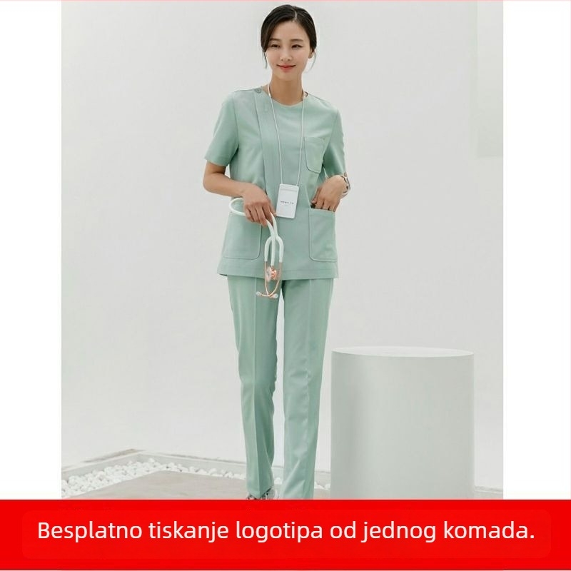 Unisex kirurgijski Scrub top s pet-četvrtinskim i rogastim rukavima, Chenille–Spandex tkanina (70–80%), zaštita od zračenja, duljina 50–65 cm, proljeće 2025