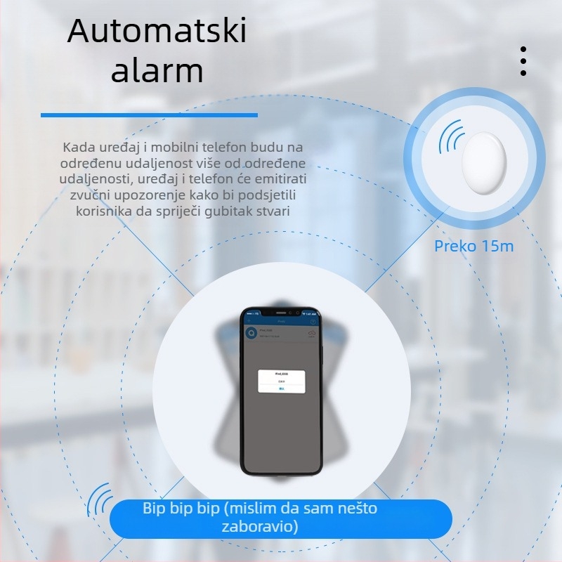 Inteligentni Bluetooth tracker za ključeve, novčanik i telefon – AK-30, domet 30 m, kompatibilan s Androidom i iOS-om, 210 mAh baterija