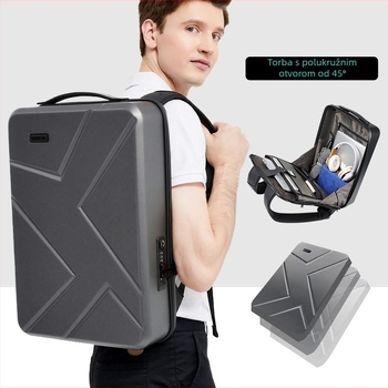 Ruksak s tvrdom ABS kućištem, kapacitet 20-35L, model 1001, zaštita od krađe, USB priključak