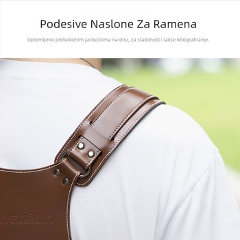 Kožna naramenica za dva fotoaparata, podesiva duljina, model H90, kompatibilna s različitim modelima fotoaparata