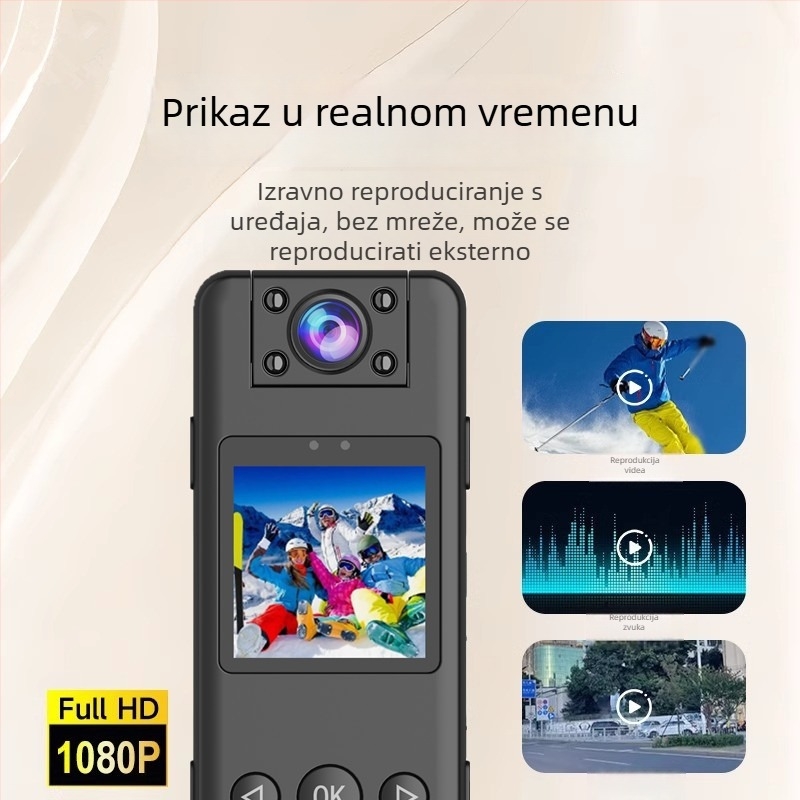 M51 tijelo kamera – 1080p, 1,3-inčni LCD, TF memorijska kartica za pohranu, širokokutni objektiv, trajanje baterije 5 sati