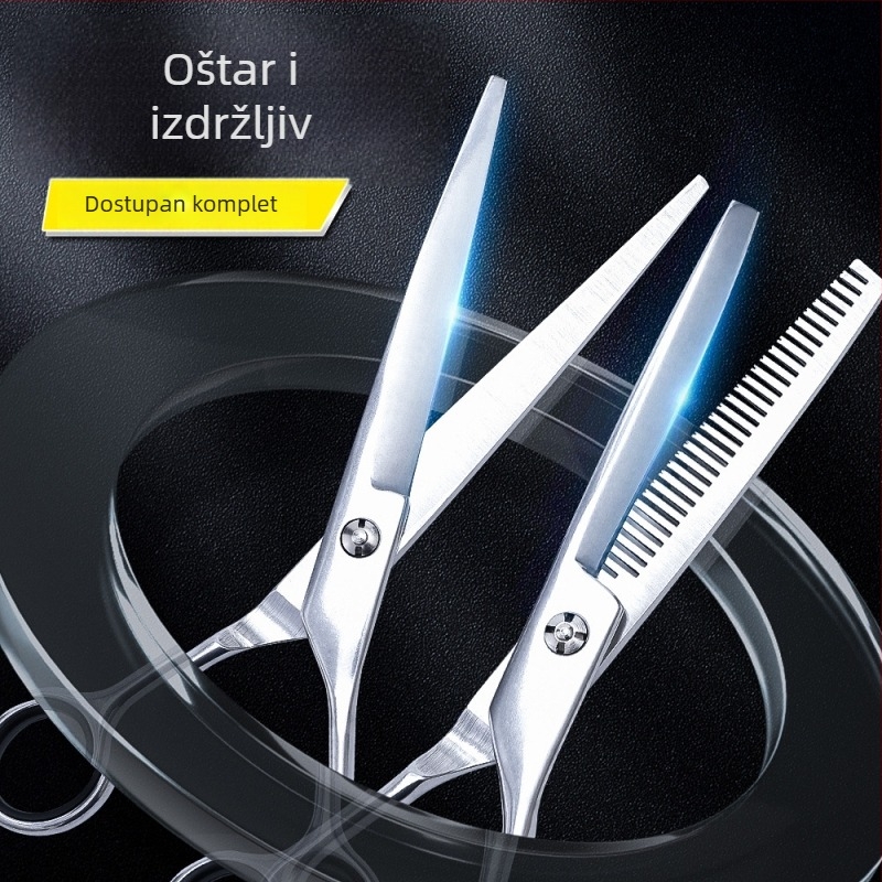 Set makaza za njegu kućnih ljubimaca – zakrivljene škare za pse, nehrđajući čelik, PU kožna futrola