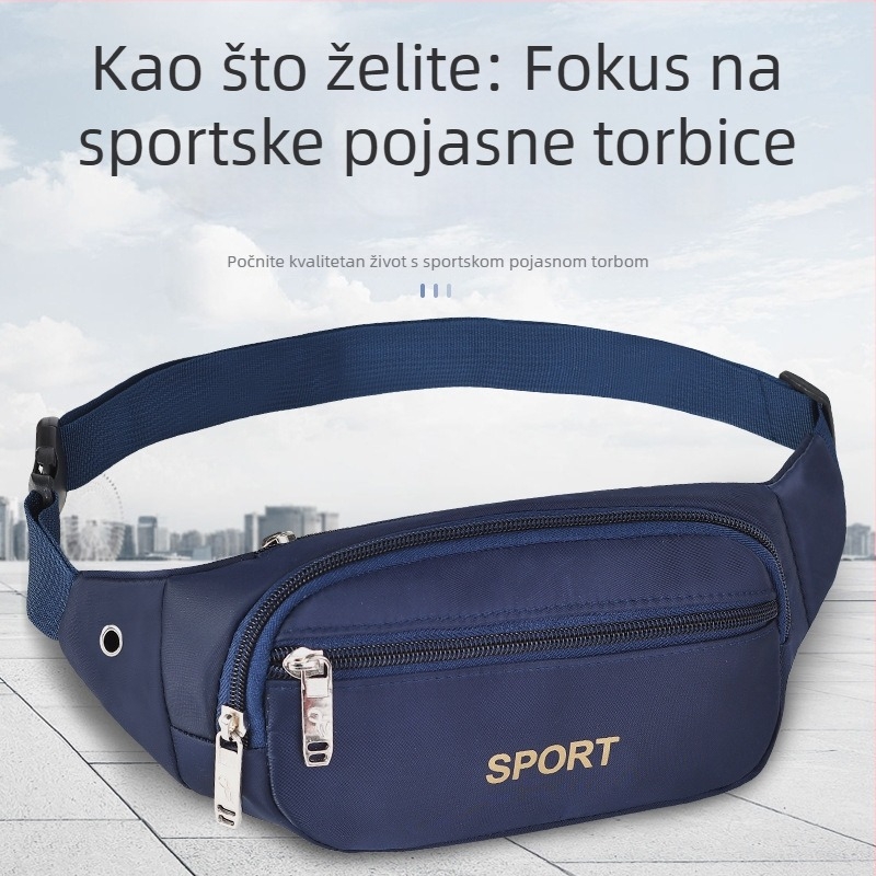 Muška pojasna torba - platnena, gradski stil jednostavnosti, otporna na habanje, jednobojni uzorak, podstava od najlona
