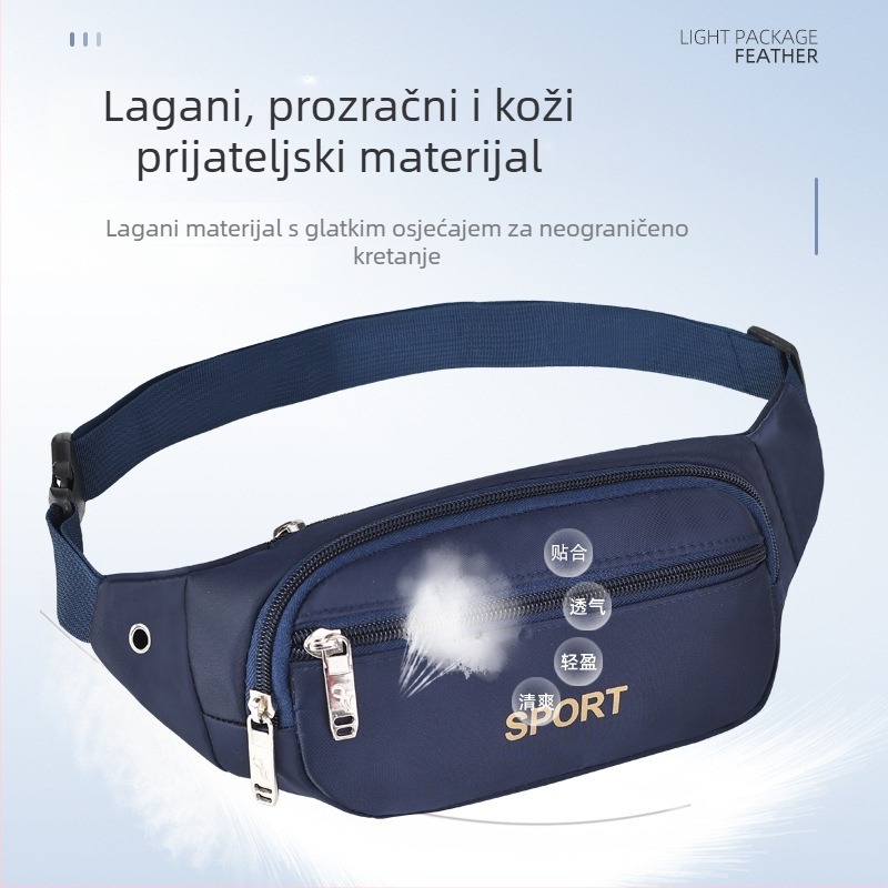 Muška pojasna torba - platnena, gradski stil jednostavnosti, otporna na habanje, jednobojni uzorak, podstava od najlona