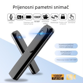 Prijenosna kamera za tijelo / sportsku kameru za snimanje videa i zvuka, 1080p, 20 MP CCD senzor, 10x optički zum, infracrveno noćno videnje, elektronička stabilizacija slike