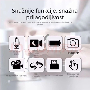 Prijenosna kamera za tijelo / sportsku kameru za snimanje videa i zvuka, 1080p, 20 MP CCD senzor, 10x optički zum, infracrveno noćno videnje, elektronička stabilizacija slike