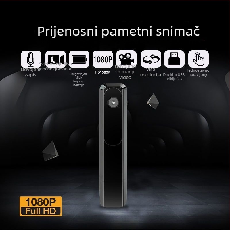 Prijenosna kamera za tijelo / sportsku kameru za snimanje videa i zvuka, 1080p, 20 MP CCD senzor, 10x optički zum, infracrveno noćno videnje, elektronička stabilizacija slike