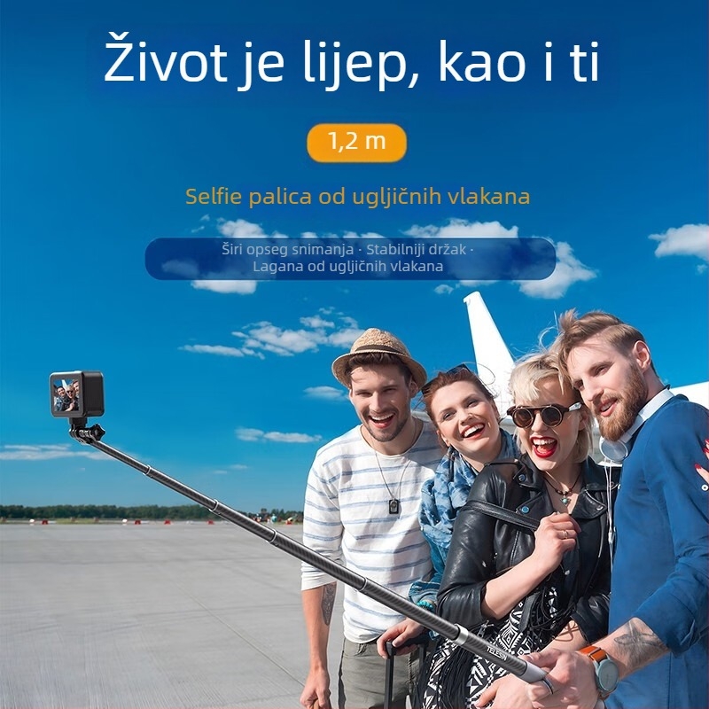 Selfie stick monopod za GoPro i Insta360 – Ručni štap za kameru za akciju, bez Bluetooth