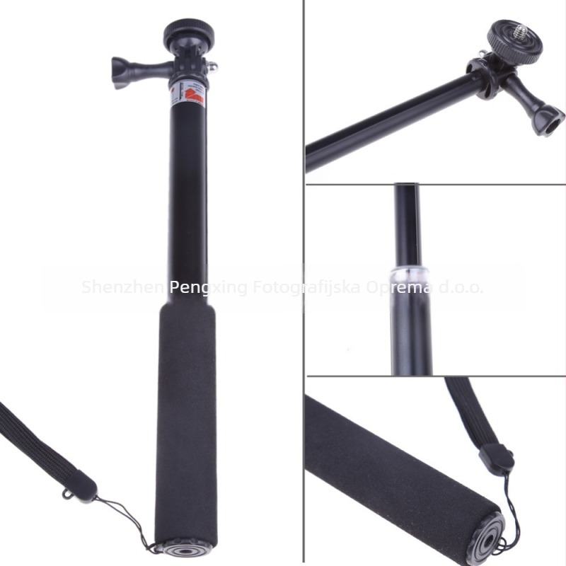 Selfie stick tripod za GoPro HERO9 i cijelu GoPro liniju - aluminijska legura, 4 sekcije, moguć ispis logotipa, nosivost do 2 kg