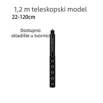 HB-120Z 7-sekcijski aluminijski produžni štap za akcijske i panoramske kamere; kompatibilan s Insta360X4, GoPro, DJI Action 5; nosivost do 2 kg; mogućnost ispisa logotipa.