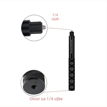HB-120Z 7-sekcijski aluminijski produžni štap za akcijske i panoramske kamere; kompatibilan s Insta360X4, GoPro, DJI Action 5; nosivost do 2 kg; mogućnost ispisa logotipa.