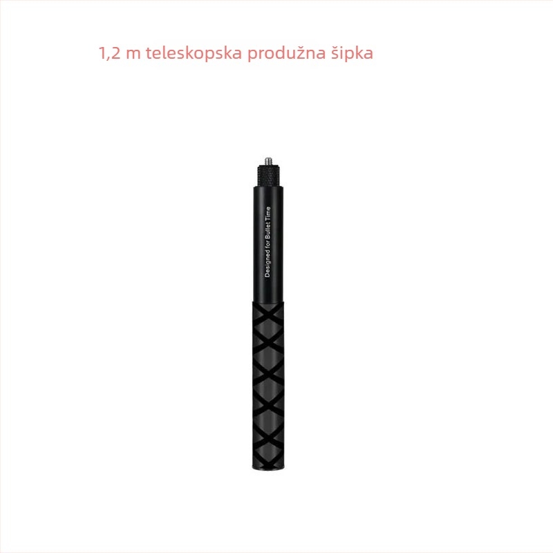 HB-120Z 7-sekcijski aluminijski produžni štap za akcijske i panoramske kamere; kompatibilan s Insta360X4, GoPro, DJI Action 5; nosivost do 2 kg; mogućnost ispisa logotipa.
