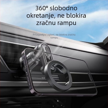 Držač za telefon u automobilu s magnetnom bazom N52, montaža na ventilacijski otvor, plastična konstrukcija, za navigaciju