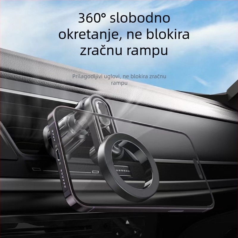 Držač za telefon u automobilu s magnetnom bazom N52, montaža na ventilacijski otvor, plastična konstrukcija, za navigaciju