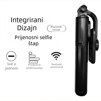 Q07 Bluetooth selfie-stativ za mobitel – aluminijska legura + ABS, uz daljinski upravljač, ugrađeno svjetlo, stabilizacija slike