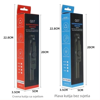 Q07 Bluetooth selfie-stativ za mobitel – aluminijska legura + ABS, uz daljinski upravljač, ugrađeno svjetlo, stabilizacija slike