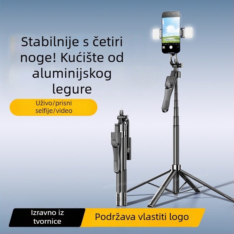 CRENOV Four-Axis Gimbal Selfie Drška, Aluminijska Legura + ABS, Bluetooth Daljinski Upravljač, Anti‑Treme, Svjetlo za Dopunu