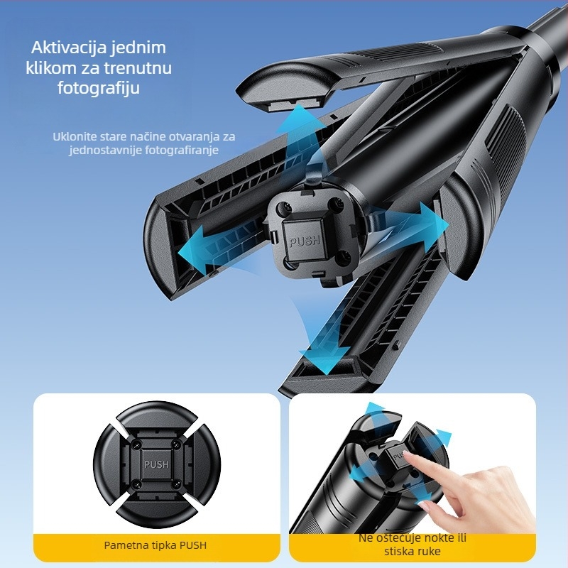 CRENOV Four-Axis Gimbal Selfie Drška, Aluminijska Legura + ABS, Bluetooth Daljinski Upravljač, Anti‑Treme, Svjetlo za Dopunu