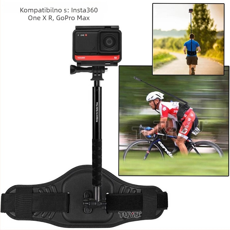 Remenski nosač za Insta360 X5/X4/X3 sa skrivenim selfie štapićem, bočni snimci tijekom vožnje biciklom, kompatibilan s GoPro dodacima, EVA + PC Velcro