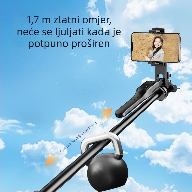 Aluminijski selfie štapić s tripodom, daljinski upravljač, Bluetooth – stabilizacija slike (bez rasvjetnog dopunskog osvjetljenja)