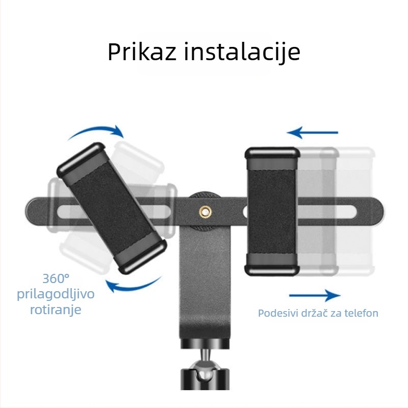 Stativ za live prijenos s kugličnom glavom, okretni držač za telefon i plastični stativ