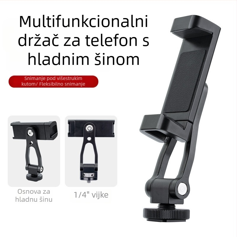 Aluminijski lazy stalak za mobitel i kameru s adapterom za hot shoe, opći stil, podrška prilagodbi