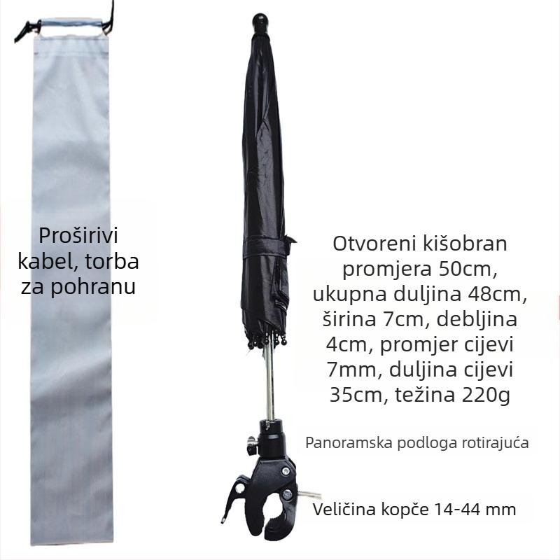 Tripod za selfie suncobran za vanjska livestreamanja – 8 rebara od željeza, poliester 210T, UPF > 50