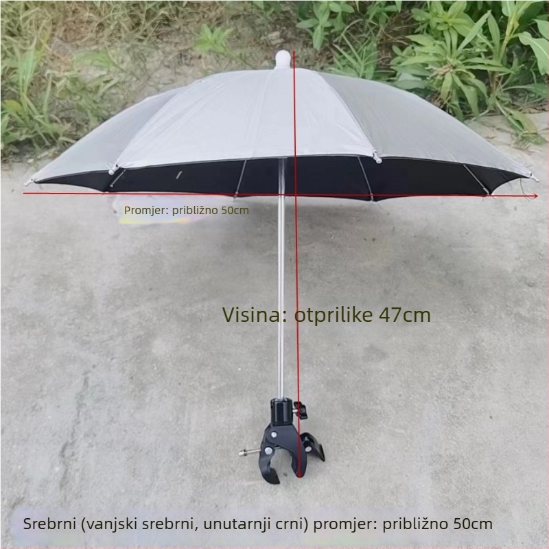 Tripod za selfie suncobran za vanjska livestreamanja – 8 rebara od željeza, poliester 210T, UPF > 50