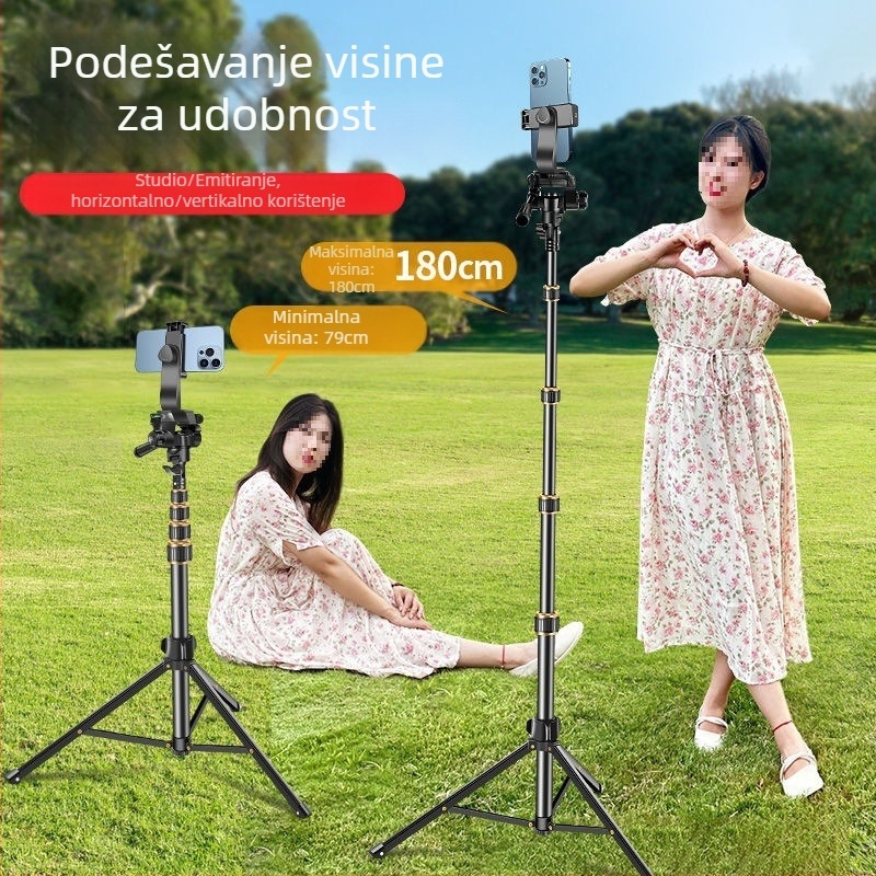 Sklopivi tripod za mobitel i tablet, 3D gimball, 5 dijelova, aluminijska legura, pločica brzog otpuštanja, nosivost do 2 kg