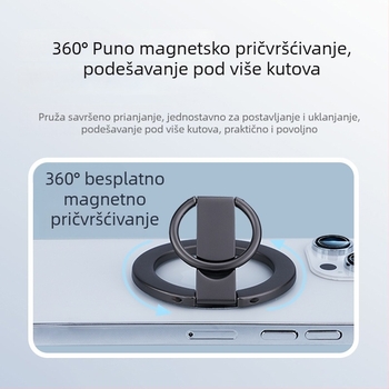 Prilagodljivi magnetski držač za auto s prstenom i MagSafe, magnetska stražnja pločica i stolni držač za telefon