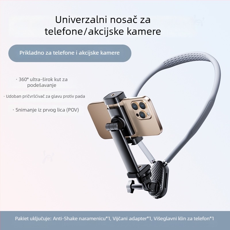 Xinlin Magnetski držač za vrat za akcijske kamere - silikon+PC, univerzalno, protiv vibracija