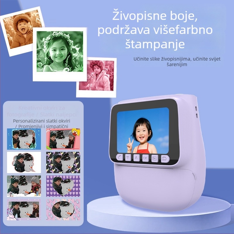 Dječja instant kamera s printerom u Polaroid stilu – pametni mini X3, LCD 2.4'', rezolucija 4800 piksela, baterija 1300 mAh, podrška memorijske kartice