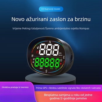 HUD zaslon za automobil s GPS-om, višenamjenski, visoka preciznost brzine; univerzalno za automobile, električna vozila i bicikle.