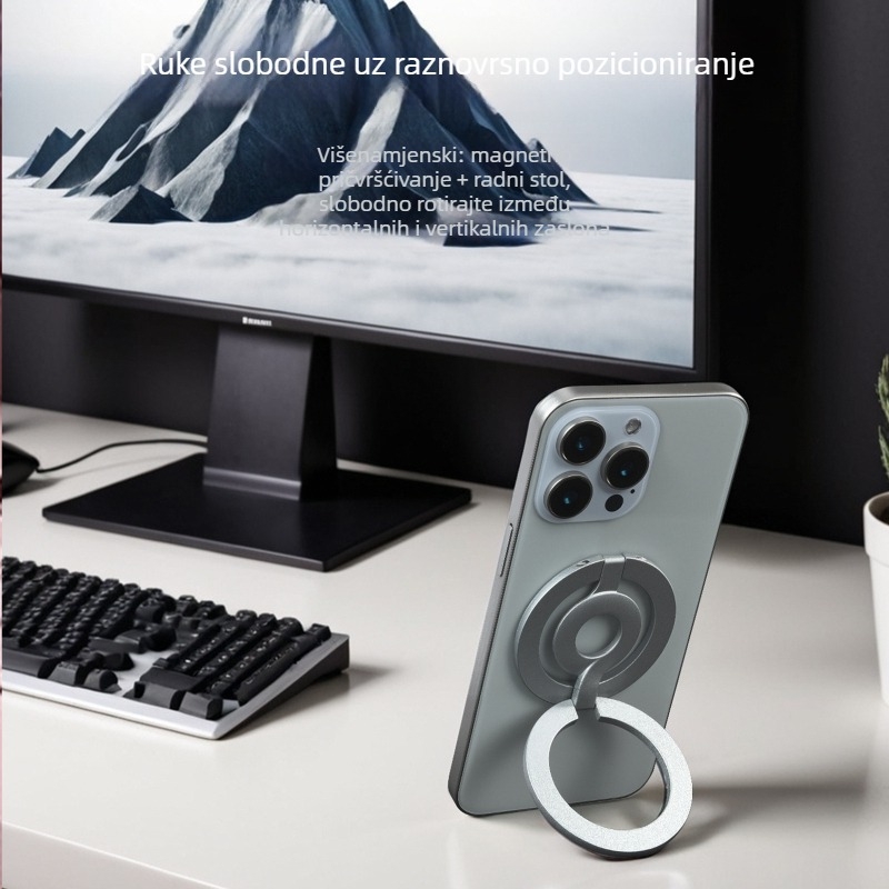 MagSafe magnetski držač za telefon | dvostrani metalni stalak za auto i stol, prijenosno, sklopivo