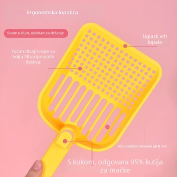 Lopatica za mačji WC s tofuom – dvije u jednom, viseći dizajn, velike rupe, plastična