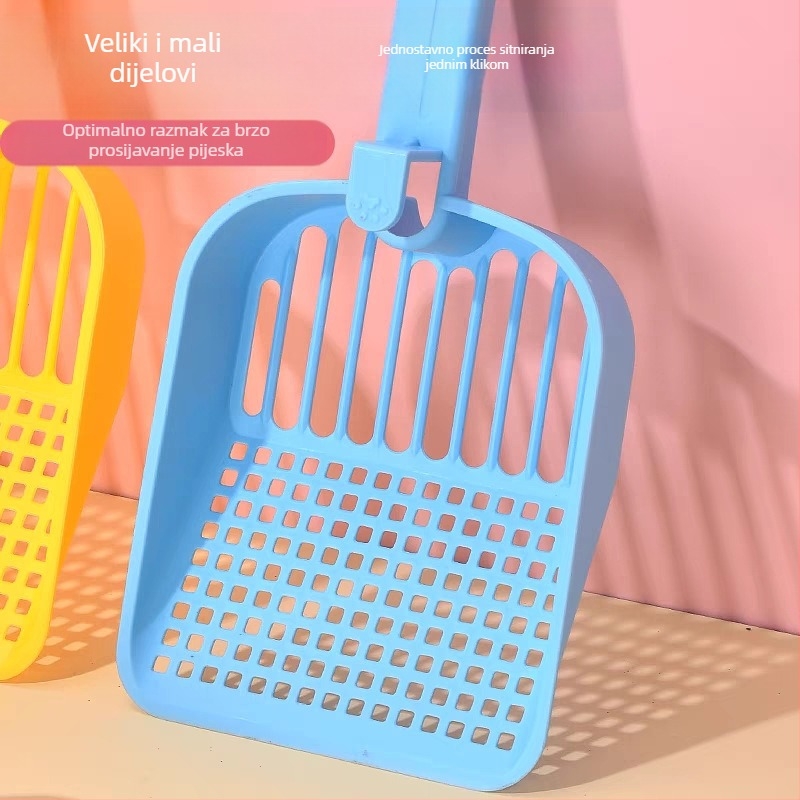 Lopatica za mačji WC s tofuom – dvije u jednom, viseći dizajn, velike rupe, plastična