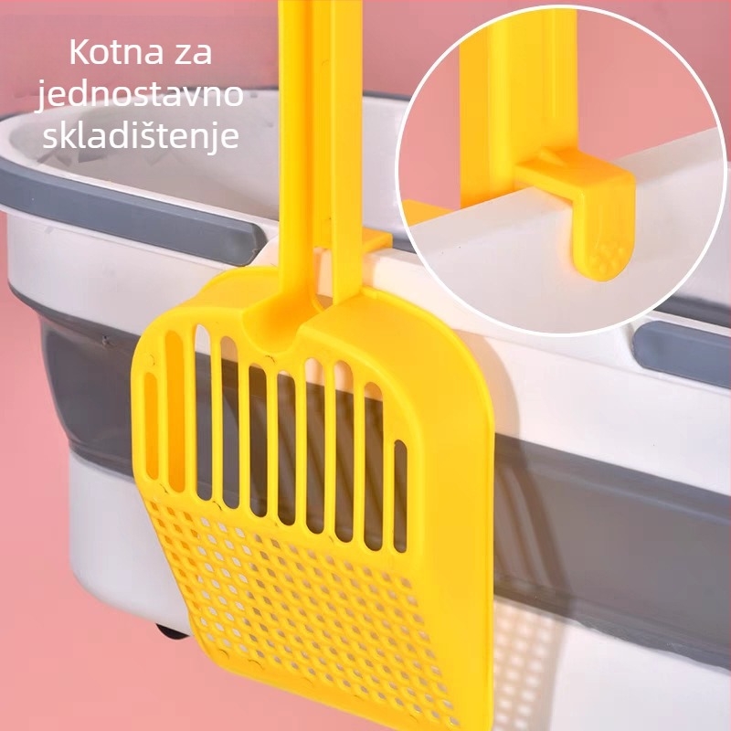 Lopatica za mačji WC s tofuom – dvije u jednom, viseći dizajn, velike rupe, plastična
