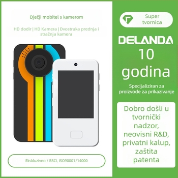 DELANDA D16 Dječji telefon s kamerom — 3,0-inčni dodirni zaslon, dvostruka prednja i stražnja kamera, više od 40 MP, TF kartica slot, trajanje baterije 3–5 sati