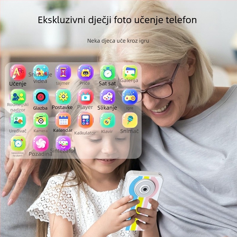 DELANDA D16 Dječji telefon s kamerom — 3,0-inčni dodirni zaslon, dvostruka prednja i stražnja kamera, više od 40 MP, TF kartica slot, trajanje baterije 3–5 sati