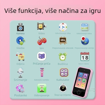 Dječji kamera-telefon s zaslonom na dodir, višenamjenska dječja kamera‑igrač, 1–5 MP, TF kartica, ABS tijelo, trajanje baterije 1–3 sata