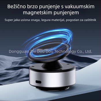 Držač za telefon u automobilu s rotacijom od 360°, magnetsko bežično punjenje i vakuumsko pričvršćivanje