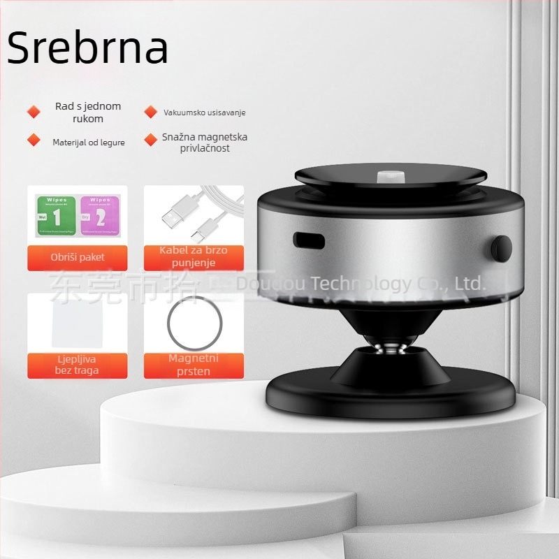 Držač za telefon u automobilu s rotacijom od 360°, magnetsko bežično punjenje i vakuumsko pričvršćivanje