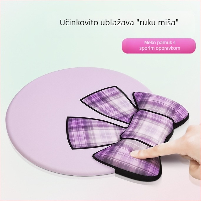 Podložak za miš s naslonom za zglob, memorijska pjena, prirodni kaučuk, dizajn mašnice, 3D INS stil