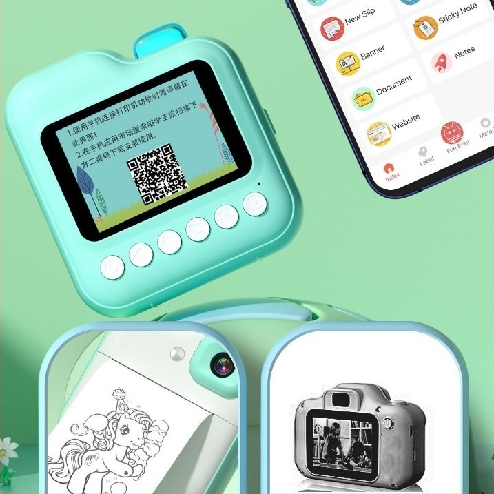 Q6 kamera za trenutni ispis za djecu — prenosna digitalna kamera s 48 MP senzorom, 2-inčni HD LCD zaslon, PC ABS kućište, 1200 mAh baterija