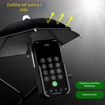 Držač za telefon za auto i motocikl s malim kišnim kišobranom, klipsom, plastična konstrukcija, vodootporan, višestruka namjena