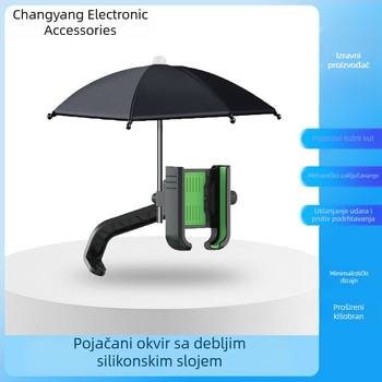 Držač za telefon za auto i motocikl s malim kišnim kišobranom, klipsom, plastična konstrukcija, vodootporan, višestruka namjena