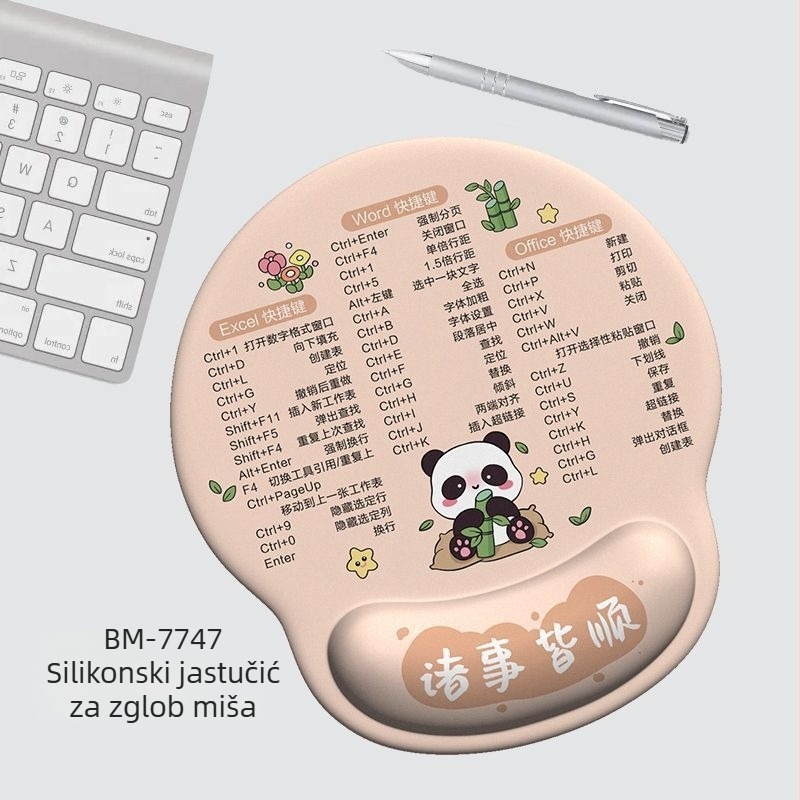 Panda karikatura podrška za zglob za tipkovnicu i miš – gumeni jastučić s memorijskom pjenom, jednostrana ispis