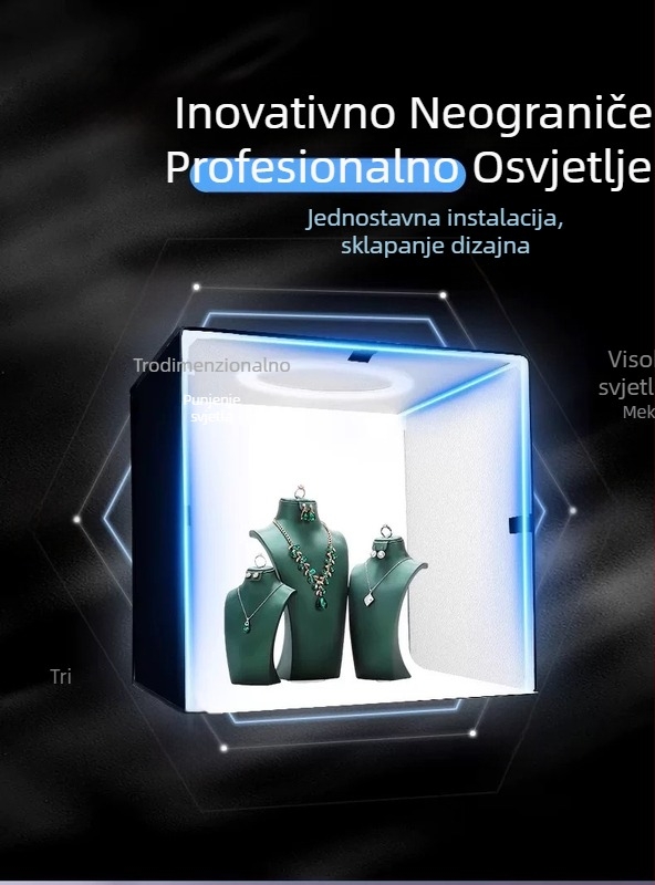 Studijska LED Kutija za Fotografiranje Proizvoda | Aluminijski Okvir, Mekana Svjetlosna Tkanina, Zaslon, Marka Leitesheng, Proizvodna Zona 40/50/60
