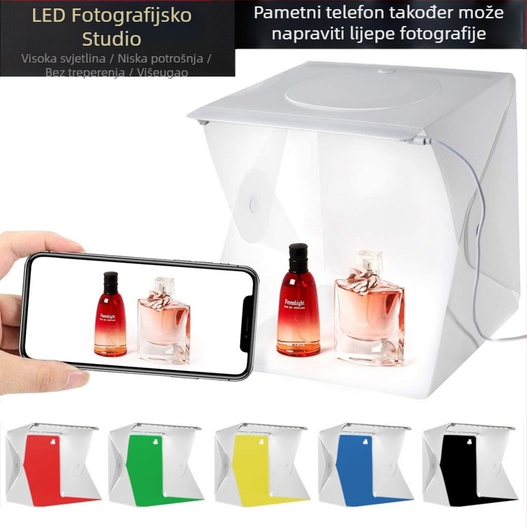 Mini prijenosna sklopiva LED svjetlosna kutija s pozadinskim platnom za still life fotografiju